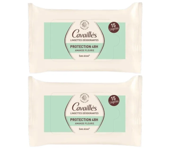 Sonderangebot 2x15 Deodorant-Tücher Schutz 48h Rogé Cavaillès - 2 Packungen mit 15 Tüchern