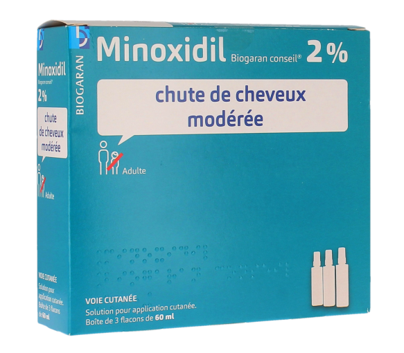 Minoxidil gegen mäßigen Haarausfall 2% Biogaran - Packung mit 3 Flaschen à 60 ml - image 1