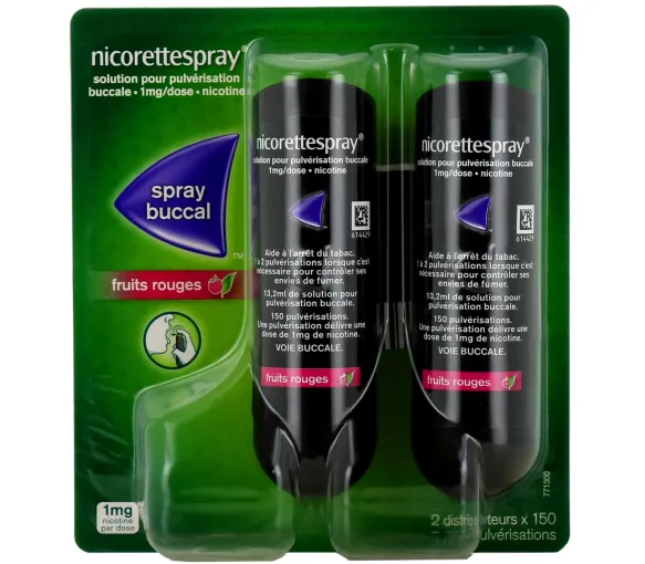 Nicorettespray 1 mg Mundspray rote Früchte - 2 Sprays mit 150 Sprühstößen