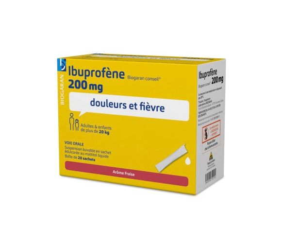 Ibuprofen Biogaran Ratschlag 200 mg orale Suspension - Packung mit 20 Beuteln