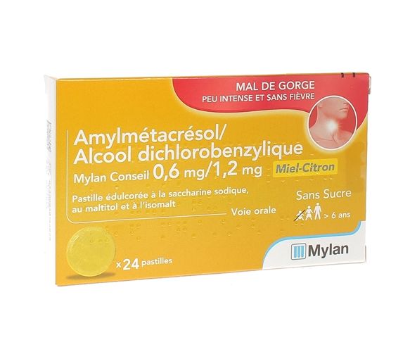 Amylmetacresol / Dichlorbenzylalkohol Honig Zitrone Mylan Beratung - Packung mit 24 Pastillen
