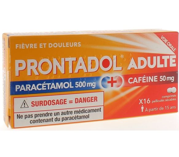 Prontadol Erwachsene 500 mg/50 mg - Packung mit 16 filmbeschichteten, teilbaren Tabletten