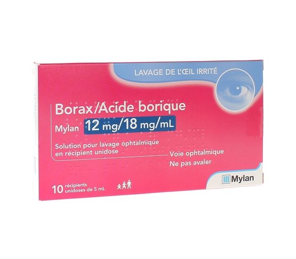 Borax/Borsäure Viatris Lösung für ophthalmische Spülungen - Packung mit 10 Einzeldosen à 5 ml