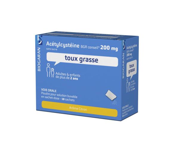 Acetylcystein Biogaran 200mg Zitronenaroma Pulver zur Herstellung einer Lösung zum Trinken - Packung mit 18 Beuteln - image 1