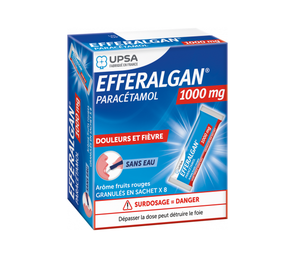 Efferalgan 1000mg Aroma rote Früchte Granulat in Beuteln - Schachtel mit 8 Beuteln