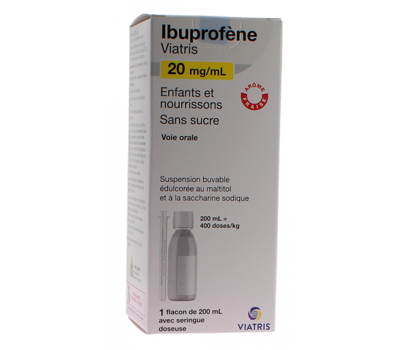 Ibuprofen 20mg/ml für Kinder und Säuglinge ohne Zucker Viatris - Flasche mit 200ml - image 1