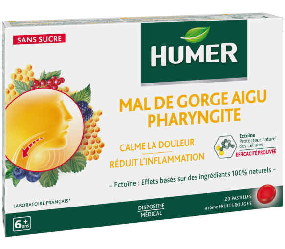 Akute Halsschmerzen Pharyngitis Humer - Packung mit 20 Pastillen