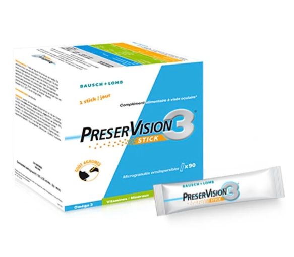 PreserVision 3 zur Augenpflege Bausch & Lomb - Packung mit 90 orodispersiblen Sticks