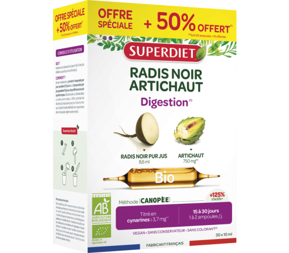 Schwarzer Rettich / Bio-Artischocke Super Diet - 30 Ampullen zu je 15 ml Sonderangebot +50% geschenkt - image 1