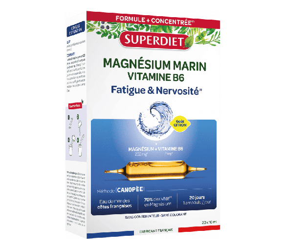 Meeresmagnesium und Vitamin B6 Super Diet - Packung mit 20 Ampullen zu je 10 ml