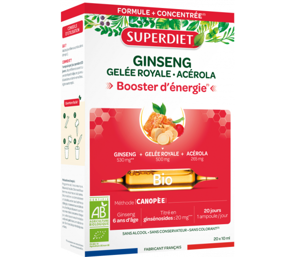 Ginseng panax Gelee Royale Acerola Bio Super Diet - Packung mit 20 Ampullen zu je 15 ml - image 1