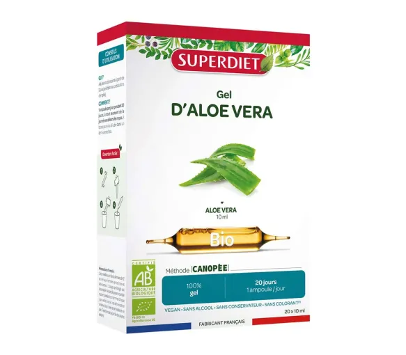 Bio Aloe Vera Gel Super Diet - Box mit 20 Ampullen zu 10 ml - image 1