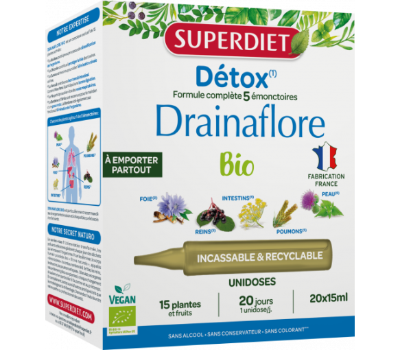 Drainaflore Detox Bio Superdiet - Box mit 20 Einzeldosen à 15ml - image 1