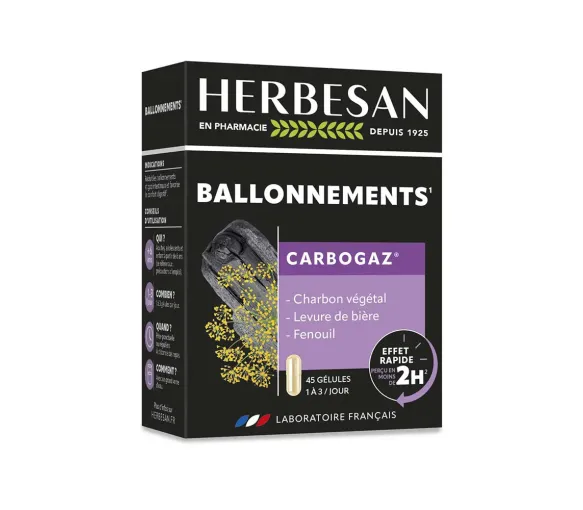 Carbogaz Blähungen Herbesan - Packung mit 45 Kapseln - image 1