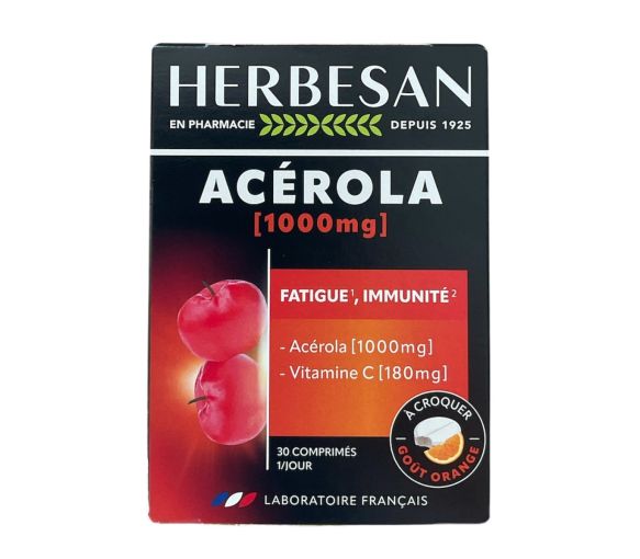 Acerola 1000 mg + Vitamin C 180 mg Herbesan - Packung mit 30 Kaudabletten - image 2