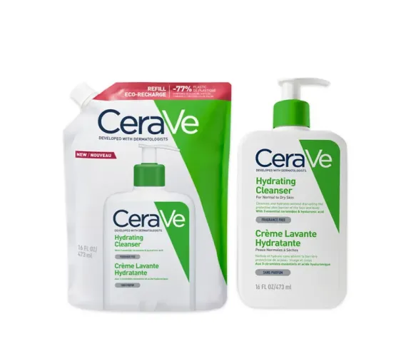 Feuchtigkeitsspendende Reinigungscreme CeraVe - eine 473ml Pumpflasche und eine 473ml Nachfüllpackung Sonderangebot - image 1