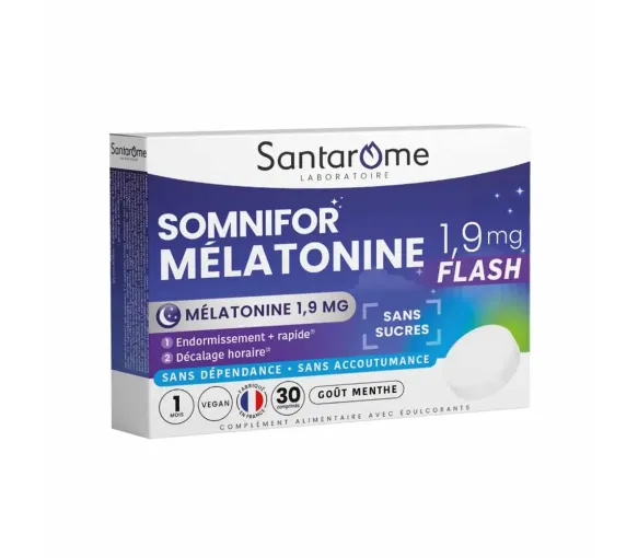 Somnifor Melatonin Flash 1,9mg Santarôme - Packung mit 30 Tabletten - image 1