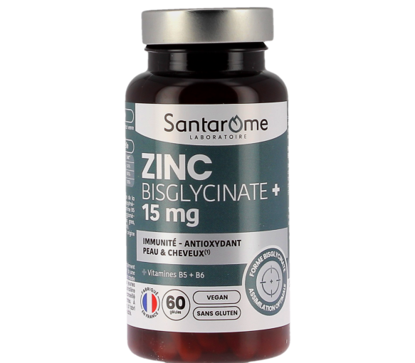 Zink Bisglycinat+ 15mg Santarome - Dose von 60 Kapseln - image 1