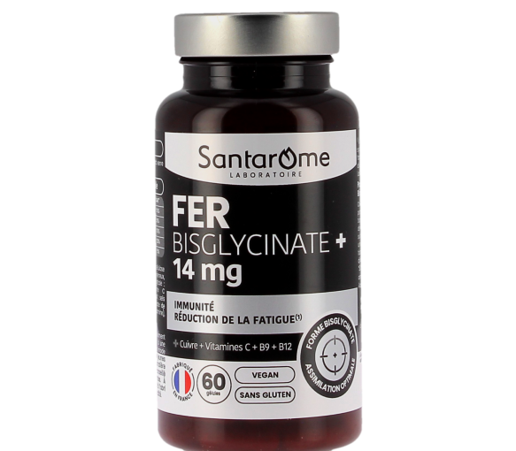 Eisenbisglycinat+ 14mg Santarome - Dose von 60 Kapseln - image 1