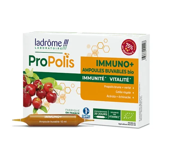 Propolis Immuno+ bio Ladrôme - Packung mit 20 Ampullen zu 10 ml