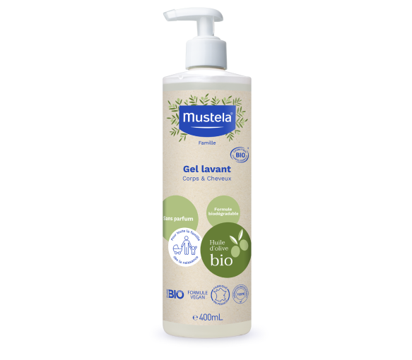 Bio Mustela Duftfreies Waschgel für Körper und Haare - Pumpflasche mit 400 ml - image 1