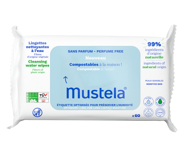 Kompostierbare, unparfümierte Reinigungstücher Mustela - Packung mit 60 Tüchern - image 1