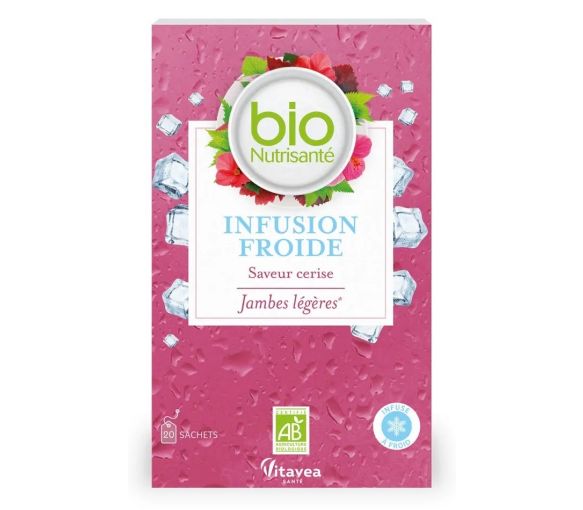 Kalte Infusion für leichte Beine mit Kirschgeschmack Nutrisanté Bio - Box mit 20 Beuteln