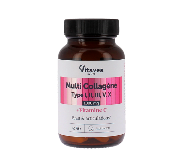 Multi-Kollagen Typ I, II, III, V, X 1000mg Vitavea - Dose von 50 Tabletten - image 1