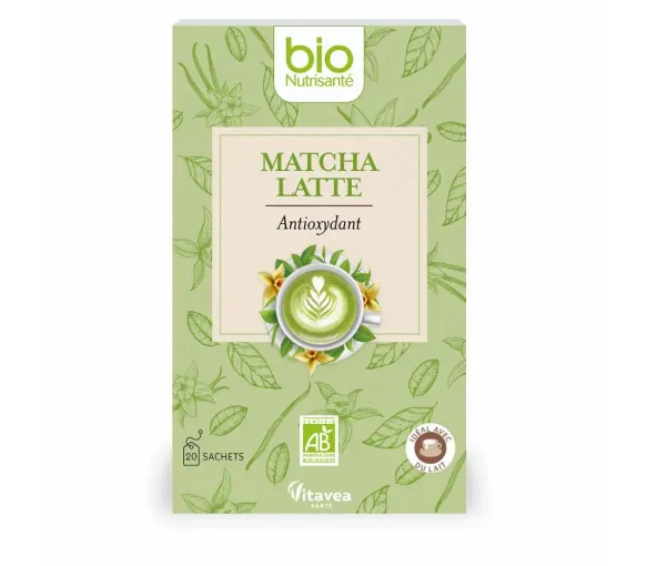 Bio Matcha Grüntee Latte Nutrisanté - Box mit 20 Beuteln