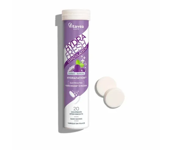 HydraFresh Zirkulation Hydratation Geschmack schwarze Johannisbeere Holunder Vitavea - 20 Brausetabletten