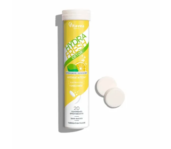 HydraFresh Detox Hydration Zitronengeschmack Gelb/Grün Vitavea - 20 Brausetabletten