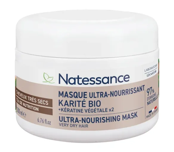 Ultra-nährende Haarmaske mit Bio-Sheabutter und pflanzlichem Keratin Natessance - 200 ml Topf - image 1