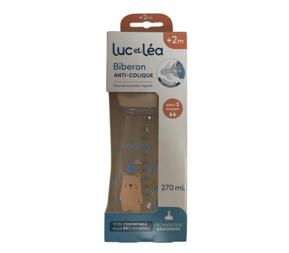 Ergosense Savane Anti-Kolik-Flasche 2 Monate+ Fluss 2 Luc und Léa - eine Flasche mit 270 ml - image 1