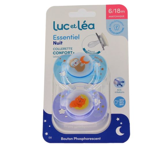 Essentiell Nachtkomfort anatomische Schnuller 6/18 Monate Luc und Léa - 2er Pack Schnuller - image 1