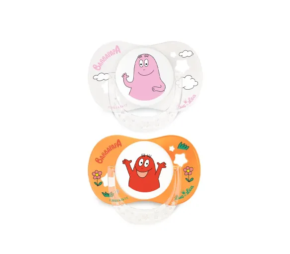 Limitierte Auflage Barbapapa Schnuller +18 Monate Luc und Léa - Set mit 2 Schnullern