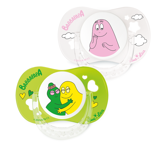Limitierte Auflage Barbapapa Schnuller 6/18 Monate Luc und Léa - Set mit 2 Schnullern