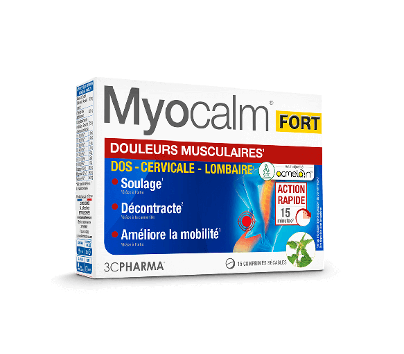 Myocalm Fort Muskelbeschwerden 3C Pharma - Packung mit 15 teilbaren Tabletten
