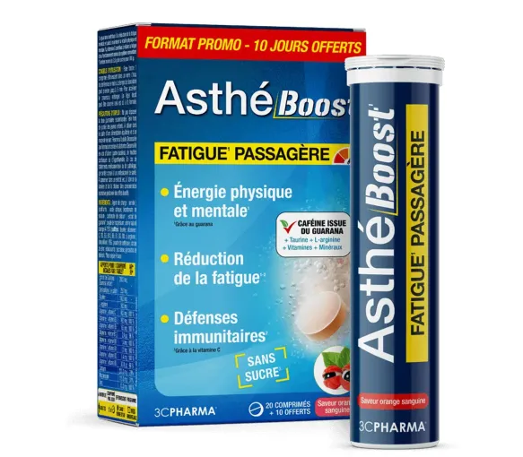 Asthé Boost vorübergehende Müdigkeit 3C Pharma - Packung mit 20 Tabletten + 10 geschenkt
