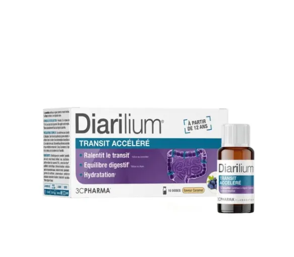 Diarilium Transit beschleunigt Karamellgeschmack 3C Pharma - Packung mit 10 Monodosen