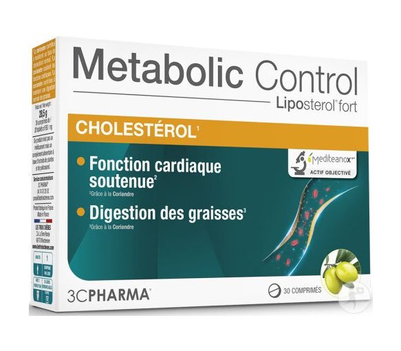 Metabolische Kontrolle Cholesterin 3C Pharma - Packung mit 30 Tabletten