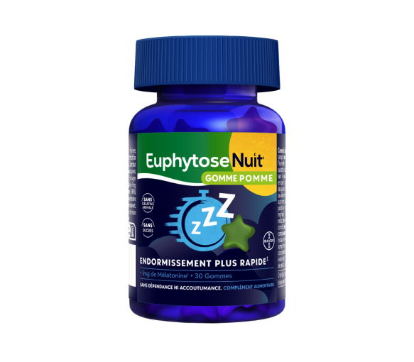 EuphytoseNuit® Gummis Apfel 1mg Melatonin für schnelles Einschlafen - Dose mit 30 Gummis - image 1