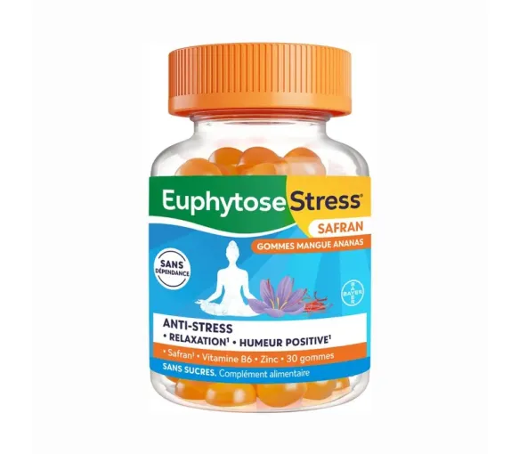 Euphytose Stress Safran gommes mangue ananas Bayer - pot de 30 gommes - image 1