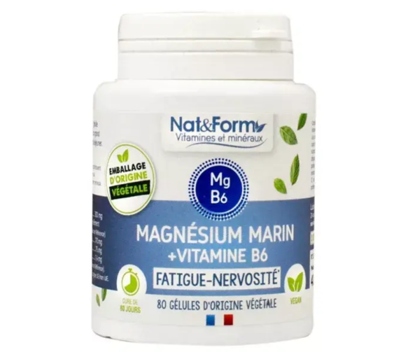Müdigkeit Nervosität Magnesium Meer Nat&Form - Dose mit 80 Kapseln