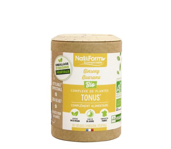 Tonus Ginseng/Guarana bio Nat&Form - Dose von 120 pflanzlichen Kapseln - image 1
