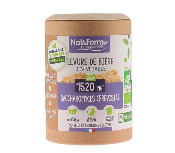 Bio rehydrierbare Bierhefe Nat&Form - Dose mit 90 Kapseln - image 1