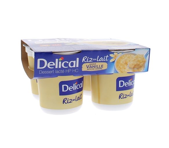Delical Milchreis HP/HC Geschmack Vanille Karamell - 4 Becher à 200g