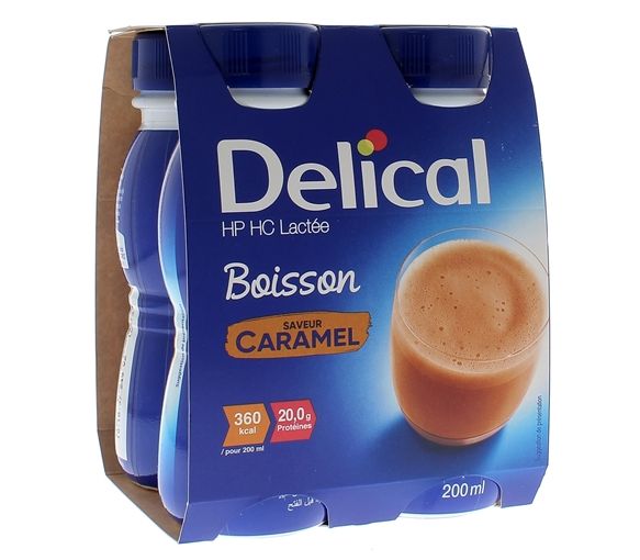 Delical HP/HC Milchgetränk mit Karamellgeschmack - 4 Flaschen à 200 ml