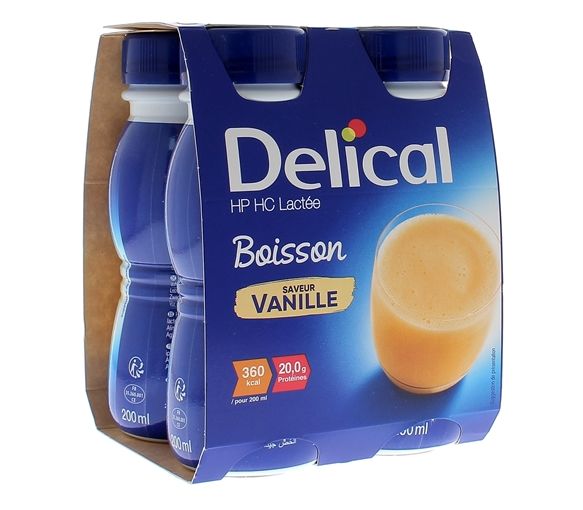 Delical HP/HC Milchgetränk Vanillegeschmack - 4 Flaschen à 200 ml