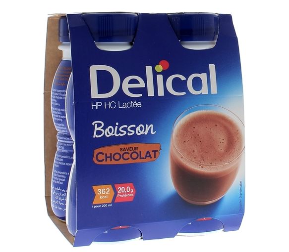 Delical Getränk HP/HC mit Schokoladengeschmack - 4 Flaschen à 200 ml