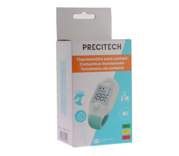 Precitech Mini-Infrarot-Thermometer Grün ohne Kontakt Horizane - Verpackung mit einem Thermometer - image 1